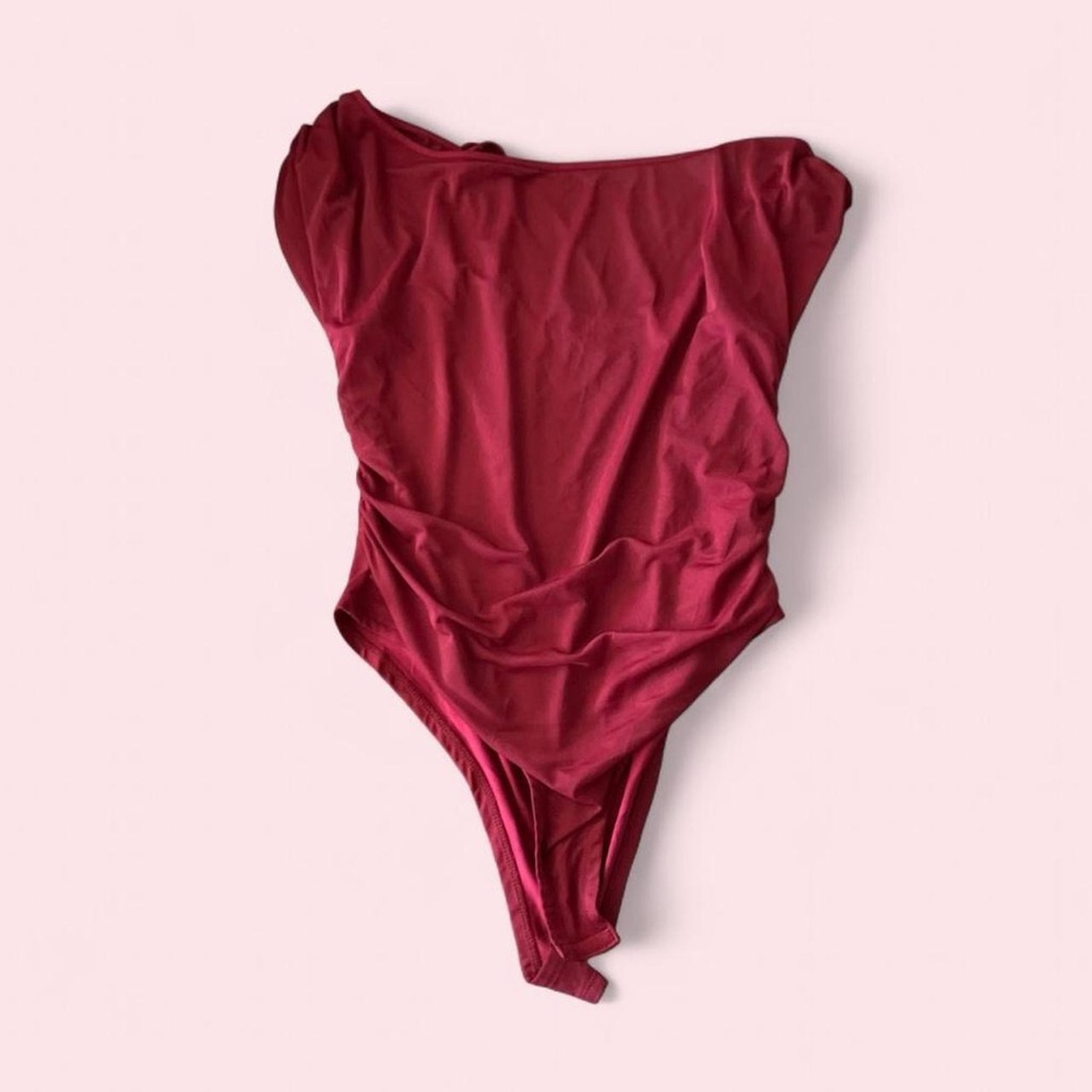 SHEIN Curve Red Bodysuit with Mesh Overlay